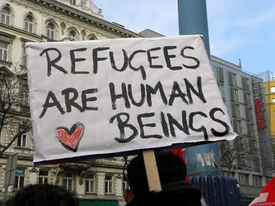 Refugee-Solidaritätsdemo - Refugees are human beings by Haeferl. CC BY-SA 3.0 via Wikimedia Commons.