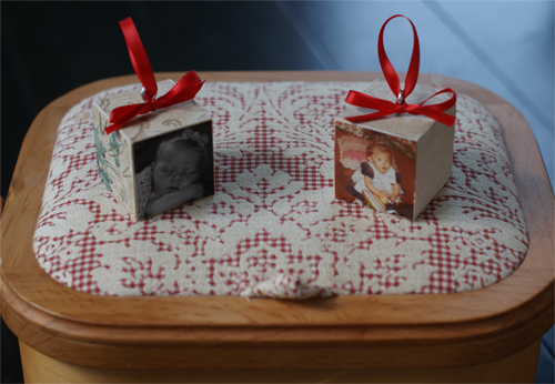photo block ornaments