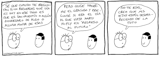 Tira cómica homenaje a la trilogía de películas de Regreso al Futuro.
