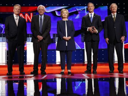 Democratic debate photo from USAToday.com