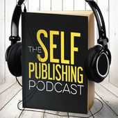 The Self-publishing podcast logo which is a book wearing headphones