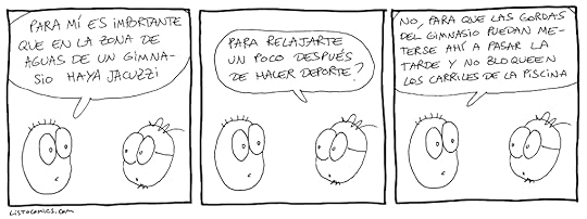 Tira cómica sobre por qué es importante que en la zona de aguas de un gimnasio haya jacuzzi.