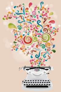 Typewriter and flowers