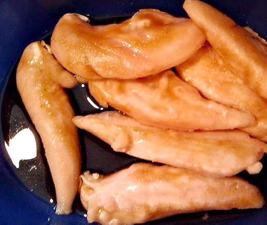 Chicken marinating in Dr Pepper.