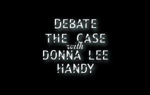 Debate the Case logo of fictional parody story about a television program that investigates murders