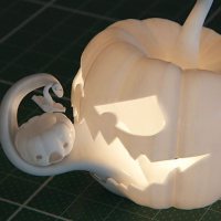 Sebastian Kerner’s 3D printed Jack O’ Lantern was designed using cinema4D and a whole lot of talent.