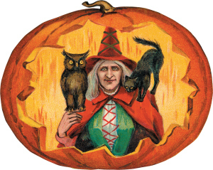 popular modern iconography of the witch and her familiars, the owl and the pussycat.