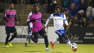 FCE's Allan Zebie, right, is seen in action against Jacksonville. PHOTO: NASL