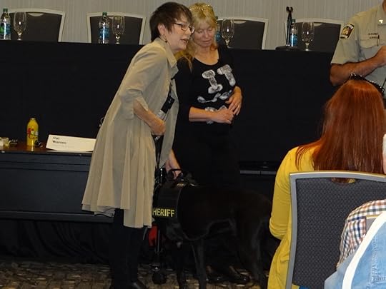 l-r: Cat Warren, Kate Flora, and Dreyfus