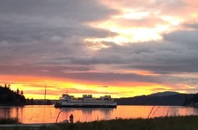 Bremerton ferry at sunset from BI