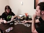 Rhea and Brian playing Car Wars: The Card Game