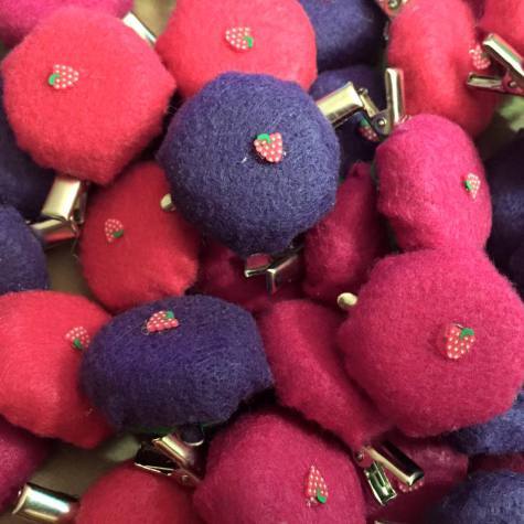 Raspberry berets (the kind I make until my fingers get sore.)