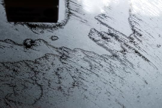 Frost on the windshield of my car.