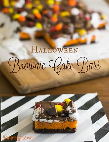 Halloween Gooey Brownie Cake Bars recipe via flouronmyface.com