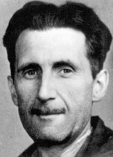 Picture of George Orwell which appears in an old acreditation for the BNUJ (Branch of the National Union of Journalists). Public Domain, via Wikimedia Commons.