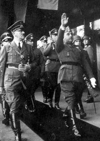 Adolf Hitler and Francisco Franco, Hendaye train station, France, 23 Oct 1940