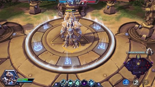 Artanis capturing a temple on Sky Temple in Heroes of the Storm