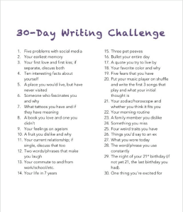 30 day writing challenge