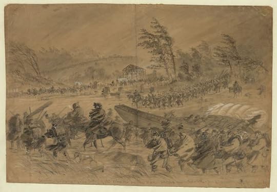 The Mud March as described by William McIntyre, drawn by Alfred Waud in 1863 (Library of Congress)