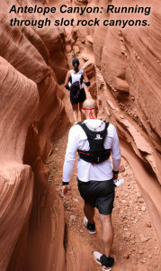 Running through slot canyons in Antelope Canyon