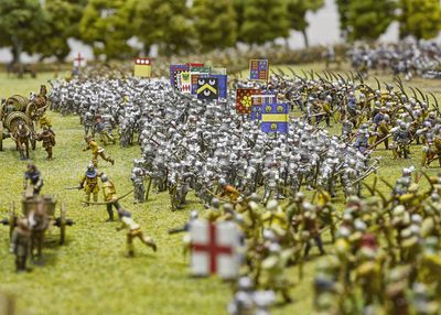 Agincourt battlefied model detail of English soldiers, credit Royal Armouries