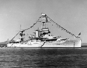 Battleship USS Texas decked out for Navy Day, 27 October 1940 (US National Archives)