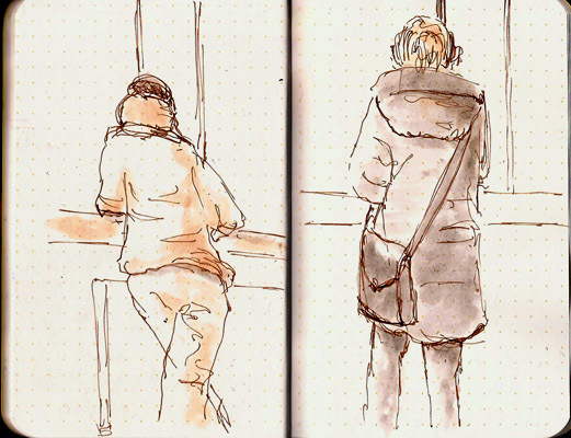 All sketches done in a Field Notes notebook using a Pilot Prera and De Atramentis Document Brown ink
