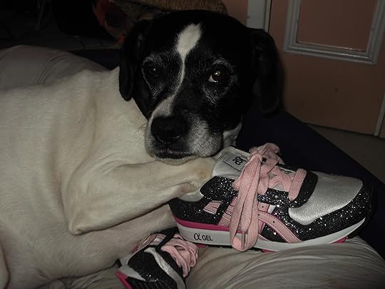 Here pink laces in trainers add a touch of pink.