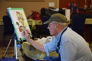 Charles Reid painting at worshop in Cache Valley