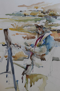 This is my painting from the Plein Air Day of the Charles Reid Watercolor Workshop in Cache Valley