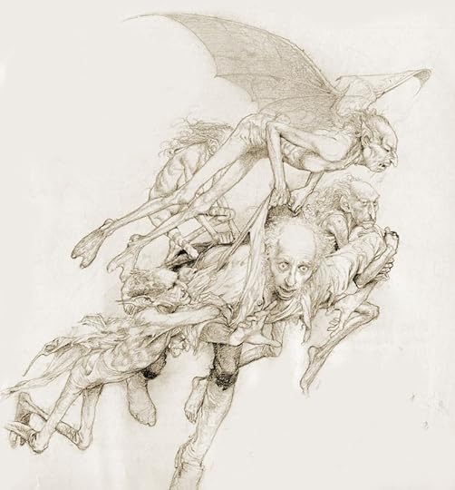 The Unseelie Host snatching up mortals, a drawing by Alan Lee (from ''Faeries'')