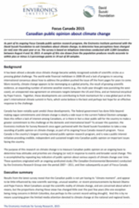 Photo: Focus Canada 2015 - Canadian public opinion about climate change