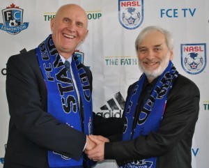 Three years ago, Rod Proudfoot, left, became GM of FC Edmonton.