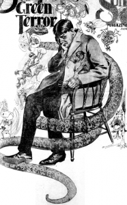 Illustration of man bedeviled with hallucinations.