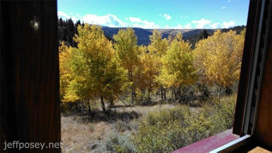 Fall foliage color Out the Train Window on the Cumbres & Toltec Scenic Railroad.