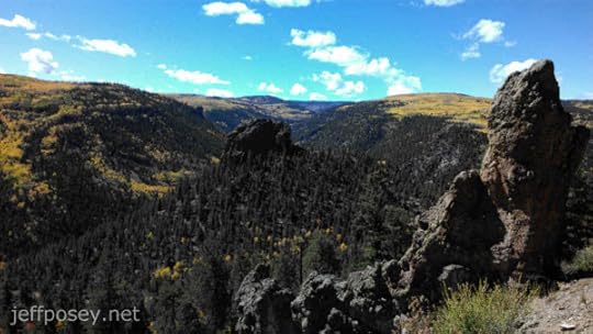 Hoodoo and Fall Colors Out the Train Window on the Cumbres & Toltec Scenic Railroad.