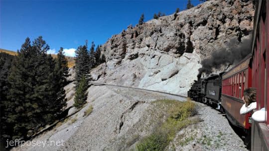 Cliff and Train on the Cumbres & Toltec Scenic Railroad.