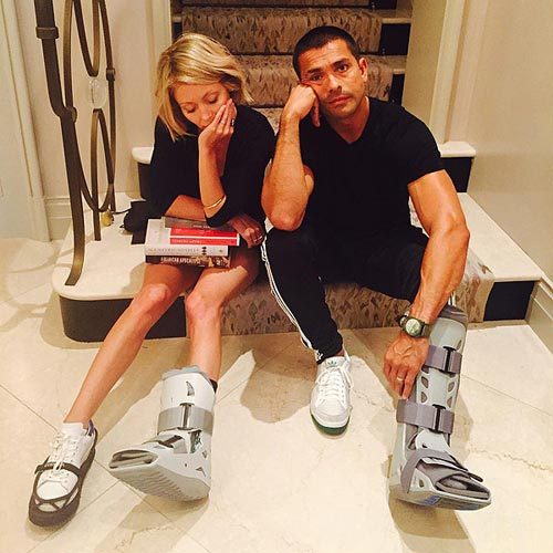 Kelly Ripa & Husband Mark Consuelos Both Injure Left Legs, Post 