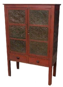 Punched Tin Panel Doors on Antique Pie Safe: www.antiquecountryfurniturestore.com