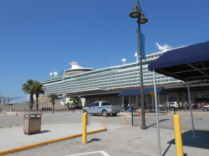Cruise ship docked in port