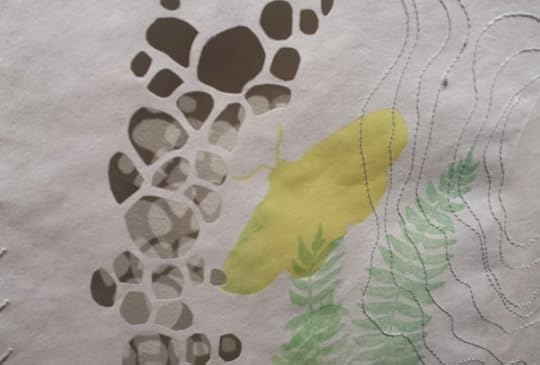 © 2015 Lauren Falkenberry, detail of Villanelle for Mitchell County, hand-cut handmade paper, letterpress printing, sewing, 7.5’ wide by 3.75’ tall