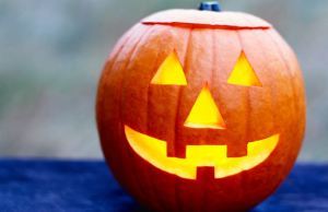 Photo of a pumpkin with a smiley face for halloween