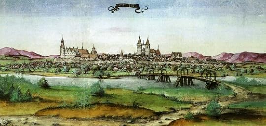The town of Wittenberg (c. 1536), a tiny mud-cottage town in east Germany that served as the capital of Electoral Saxony.