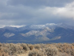 Snow falling on the mountains!