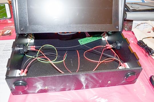 I'm now tasked with wiring both the buttons on the cabinet, as well as the control panel. It's relatively easy once you sort through all the wiring looms. You just have to have one ground for every active plug and each section has two pins.