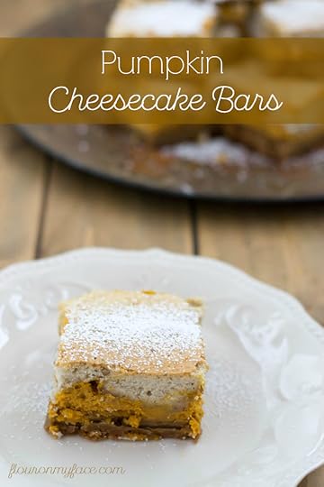 Pumpkin Cheesecake Bars recipe via flouronmyface.com