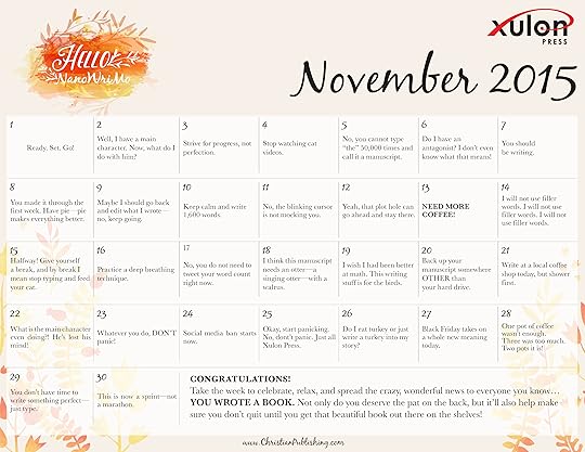 NanoWriMo Calendar from Xulon Press