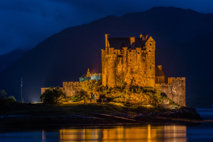 Eilean Donan castle in the night, Scotland