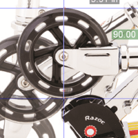 I used the scooter's 140 mm (~5.51 in) diameter wheel as my scaling reference.