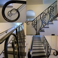 Blacksmith Celeste Flores designed, forged, cut and installed this beautiful handrail.